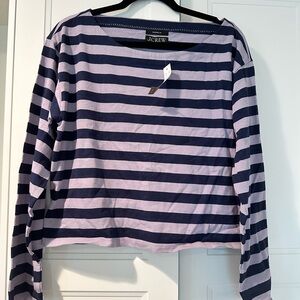 J. Crew Blue and Pink Long Sleeve Boxy Sweatshirt